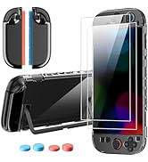 WEOTOO Switch 2 Accessories Kit (2025), Clear Split Protective Case with 2 Tempered Glass Screen ...