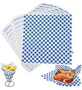 12x12 Inch Checkered Dry Waxed Deli Paper, Food Basket Liner, Greaseproof Wrapping Sheet - 100 Sh...