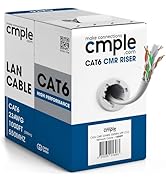 Cmple - Cat6 Cable 1000ft Bulk Lan Ethernet Cat 6 Wire Network UTP 23AWG CMR Riser 10Gbps 550 MHz...