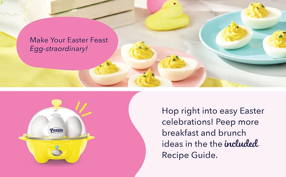 Dash Rapid Egg Coooker, 7 eggs, hard boiled, soft boiled, poached eggs, peeps, chick, easter