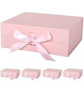 LFBOX Pink Gift Box with Ribbon Magnetic Lids 10.2x9x3.74 in, Bridesmaid Groomsman Proposal Boxes...
