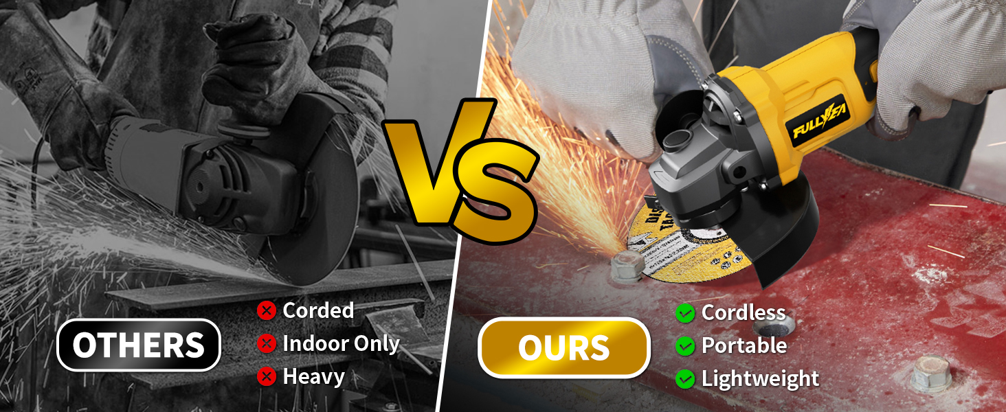 Cordless Angle Grinder 4-1/2&amp;amp;#34; Electric Metal Grinder Kit for Cutting, Grinding