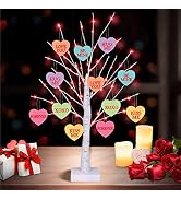 [Timer] Valentines Day Decoration 24 Inch Valentines Decor Tree Light with 12 Heart Ornaments, US...