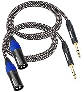 Smithok 2Pack 1/4" to XLR Cable,Heavy Duty Nylon Braided,Gold Plated Plug,Balanced 1/4" TRS to XL...