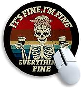 Gctriki Skull Mouse Pad, Funny Round Mouse Pads for Desk, Skeleton Small Mousepad for Laptop Gami...