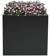 Synaiolma Steel Planter Box, Large Square Planter Box-Outdoor Indoor, Heavy Duty Black Metal Plan...