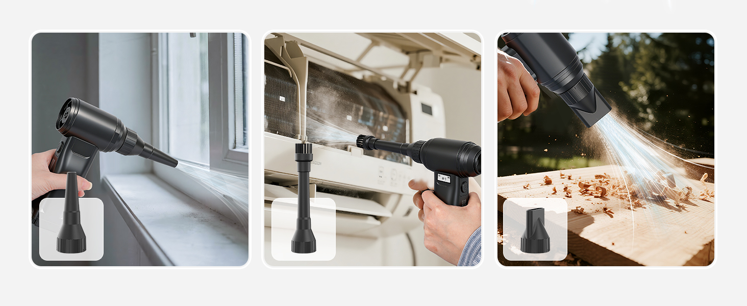 efficiently blast away dust, crumbs, and debris from deep within electronics