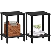 TUTOTAK End Table, Set of 2, Side Table, Nightstand, 2-Tier Storage Shelf, Sofa Table for Small S...