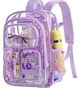 Clear Backpack with Pencil Case, Heavy Duty PVC Transparent Backpack with Reinforced Bottom &amp; Mul...