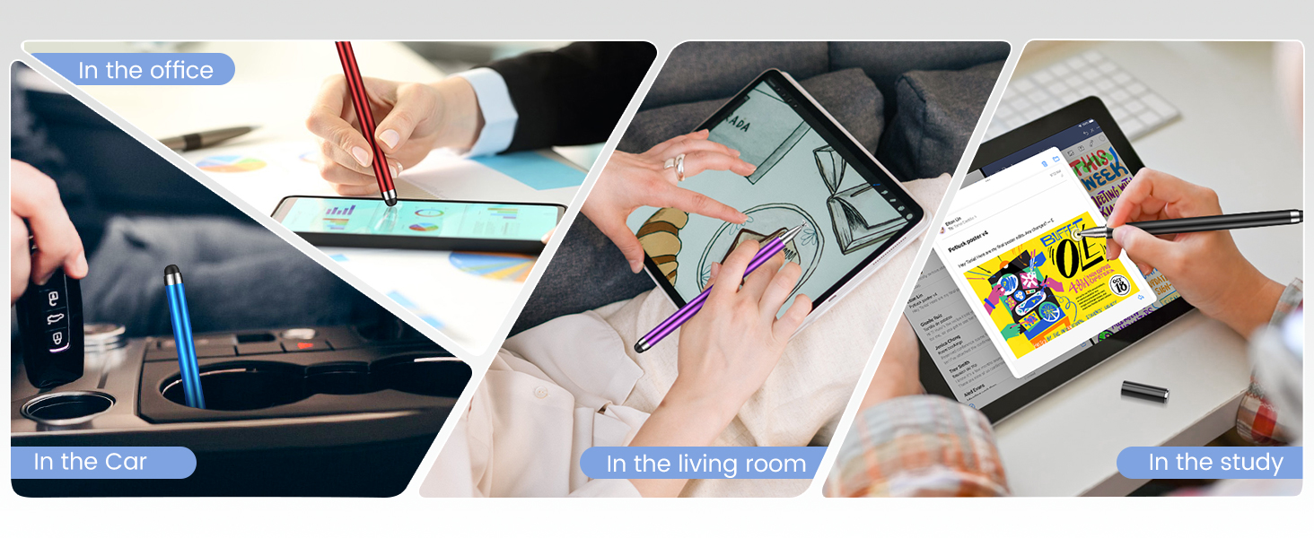 stylus Black, purple blue and red