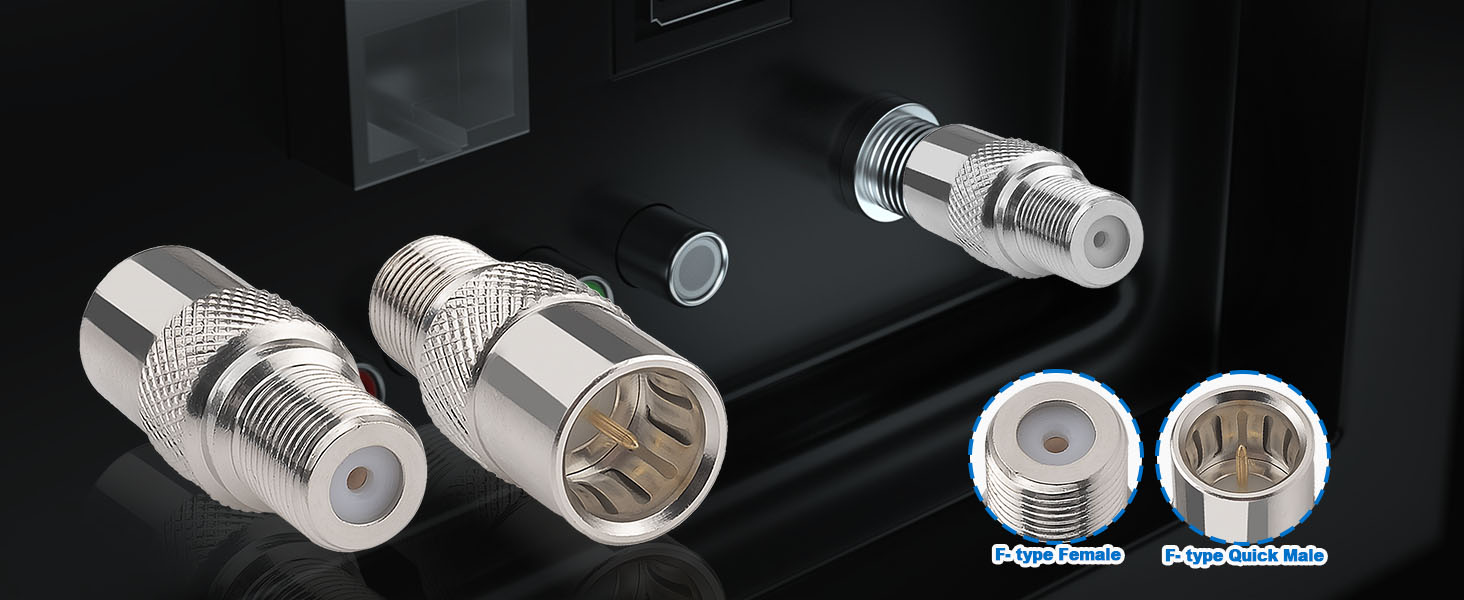 Coax Quick Connector Quick Push On Male to F Female Adapter