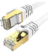 Ercielook CAT8 Ethernet Cable 100 ft High Speed, Shielded Flat Internet Cable with Clips, Weather...