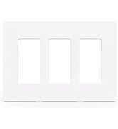 AIDA Screwless Decorator Wall Plates, Mid-Size 3-Gang 4.88" x 6.73", White Outlet Cover Plate, fo...