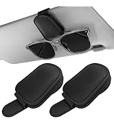 Sunglass Holder for Car Visor, Magnetic Leather Sunglasses Holder and Ticket Card Clip for Car