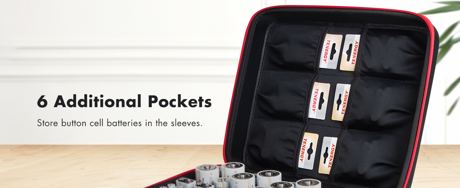 6 additional pockets for smaller items like button cells
