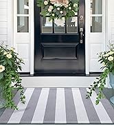 OLANLY Grey and White Striped Rug 2'4