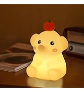 Rytinazzz Cute LED Elephant Decor Lamp, Silicone Dimmable Rechargeable Nursery Night Light for Ki...