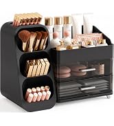 Booklov Large Makeup Organizer for Vanity Countertop, Black | Clear Acrylic Cosmetic Display Case...