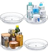 Set of 4, 9 Inch Clear Non-Skid Lazy Susan Organizers - Turntable Rack for Kitchen Cabinet, Pantr...