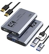 XIIXMASK Video Capture Card, USB 3.0 Capture Card 4K HDMI Loop-Out, 4K 60FPS/1080P 240FPS Video G...
