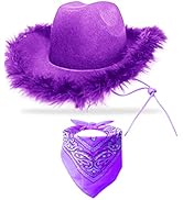 YBHOMINE Cowboy Hat with Bandana - Feather Boa Cowgirl Hat for Women &amp; Men,Bachelorette Party Hal...