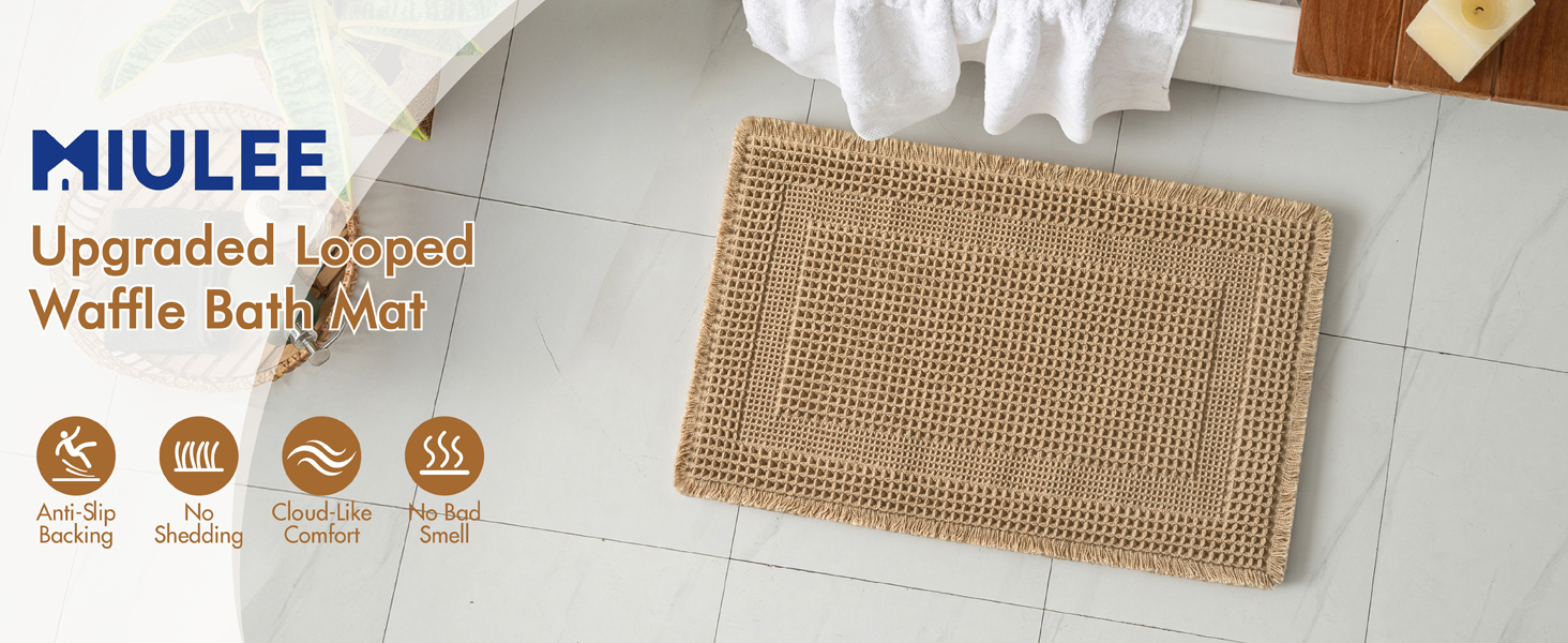 looped waffle bath mat