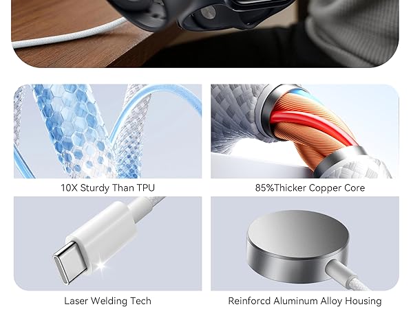 2-in-1 Nylon Braided Magnetic Fast Charging Cable for Apple Watch with USB-C to USB-A Adapter