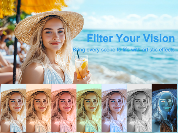 Add style instantly. Built-in creative filters give your photos and videos unique artistic flair.
