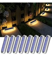 YiLaie Stick on Solar Step Lights Outdoor Waterproof, Small Solar Stair Lights Auto ON/Off for De...