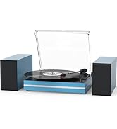 Record Player for Vinyl with External Speakers Belt-Drive Turntables for Vinyl Records Dual Stere...