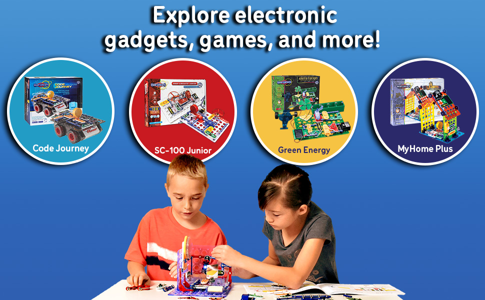 Snap Circuits products allow you to code, Explore Electronics, create Gadgets, and make Games