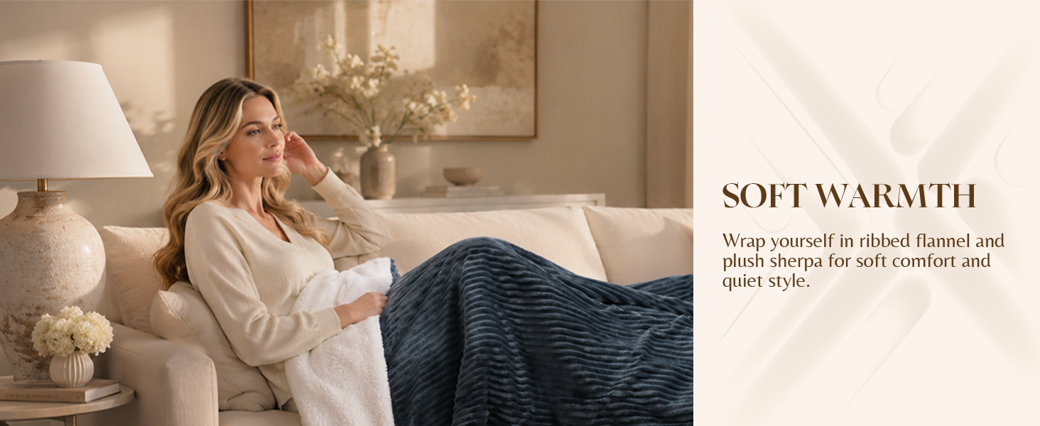 Soft flannel sherpa heated blanket, plush electric throw for couch, warm cozy bedroom comfort