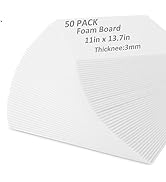50 Pack White Foam Board for Projects, 11 x 13.7Inch Foam Core Baking Board Mat Board Center, 1/8...