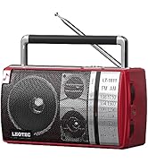 LEOTEC AM FM Radio, Portable Bluetooth Radio, Plug in Wall or Battery Operated Best Reception wit...