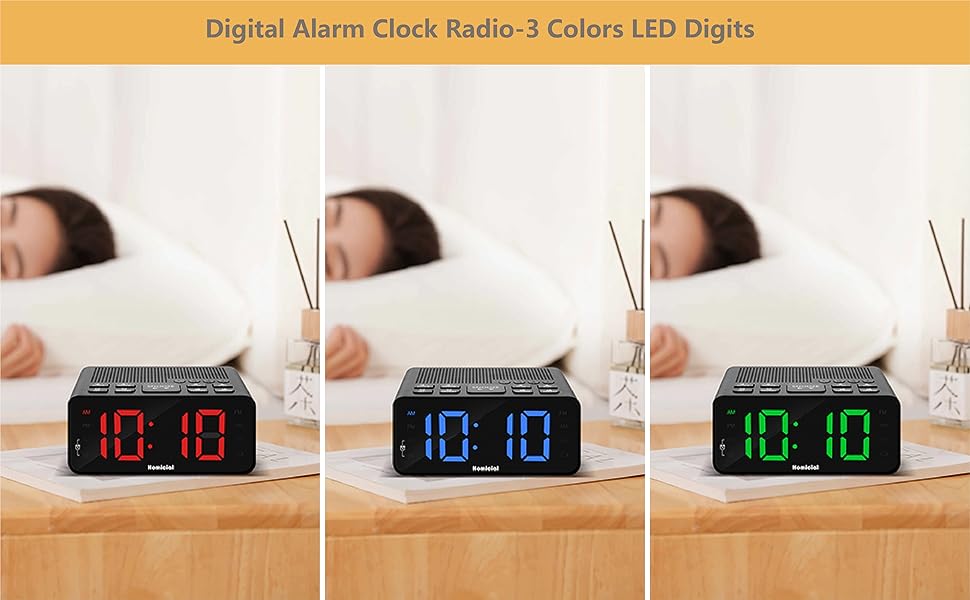 alarm clock radio with multi-colors
