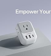European Travel Plug Adapter USB C, TESSAN International Plug Adapter with 4 AC Outlets and 3 USB...