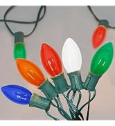 SUNSGNE C9 LED Christmas Lights Outdoor, 25FT Vintage Christmas Lights with 27 0.6W LED Plastic C...