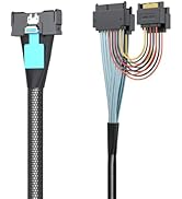 10Gtek MCIO to U.2, PCIe GEN4 MCIO 8X SFF-TA-1016 to 2xSFF-8639 with 15pin SATA Power, 0.75m(2.46ft)