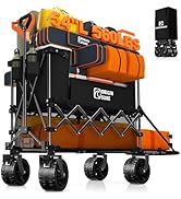 400L Double Decker Wagon Collapsible with 54" L Tailgate, 560lbs Heavy Duty Wagons Carts Foldable...