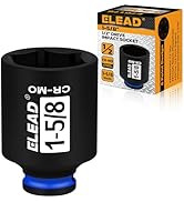 ELEAD 1/2" Drive Deep Impact Socket, 1-5/8 inch SAE 6 Point 1/2-inch Drive Impact Axle Nut Socket...
