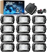 MICTUNING C2 Curved RGBW LED Rock Lights - 12 Pods Underglow Multicolor Neon Light with Wiring Sw...