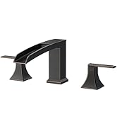 FORIOUS Waterfall Bathtub Faucet Set 3 Hole Oil Rubbed Bronze, 2 Handle Deck Mount Roman Tub Fauc...