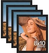 Vittanly 8x10 Picture Frames Set of 4, Display Pictures 5x7 with Mat or 8x10 without Mat, Enginee...
