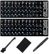 Russian Keyboard Stickers [5 in 1], Cyrillic Keyboard Letters Replacement Sticker with Black Back...