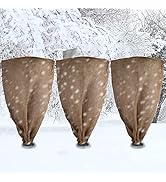 3 Pack 24? × 40? Reusable Warm Burlap Winter Plant Cover Bags with Drawstring Burlap Plant Covers...