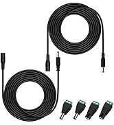 HayEastdor 2PCS 10FT(3m) 12V DC Power Extension Cable with Power Jack Adapter Connectors(2 x Male...