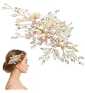 Bride Wedding Hair Comb Pearl Flower Bridal Hair Comb Pearl Bridal Crystal Gold Hair Pins Handmad...