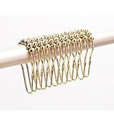 Shower Curtain Hooks, Rust-Proof Stainless Steel Bathroom Hooks, Polished Nickel &amp; Golden Dual-To...