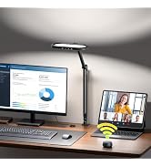 LED Desk Lamp for Home Office, Eye-Care Double-Sided Desk Light with Stepless Dimmable Knob Remot...