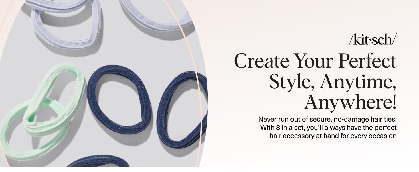 Hair Ties No Damage - Strong, Stretchy Hair Bands Soft Nylon Ponytail Holders Snag-Free Rubber Bands